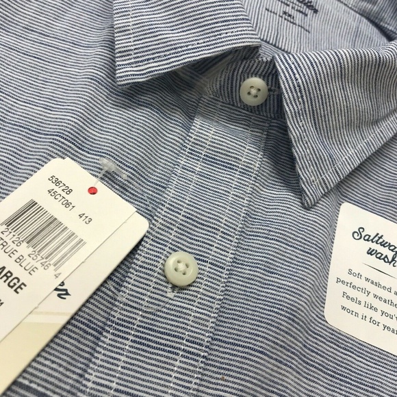 IZOD Men's Saltwater Relaxed Shirt XXL True Blue - Picture 5 of 6